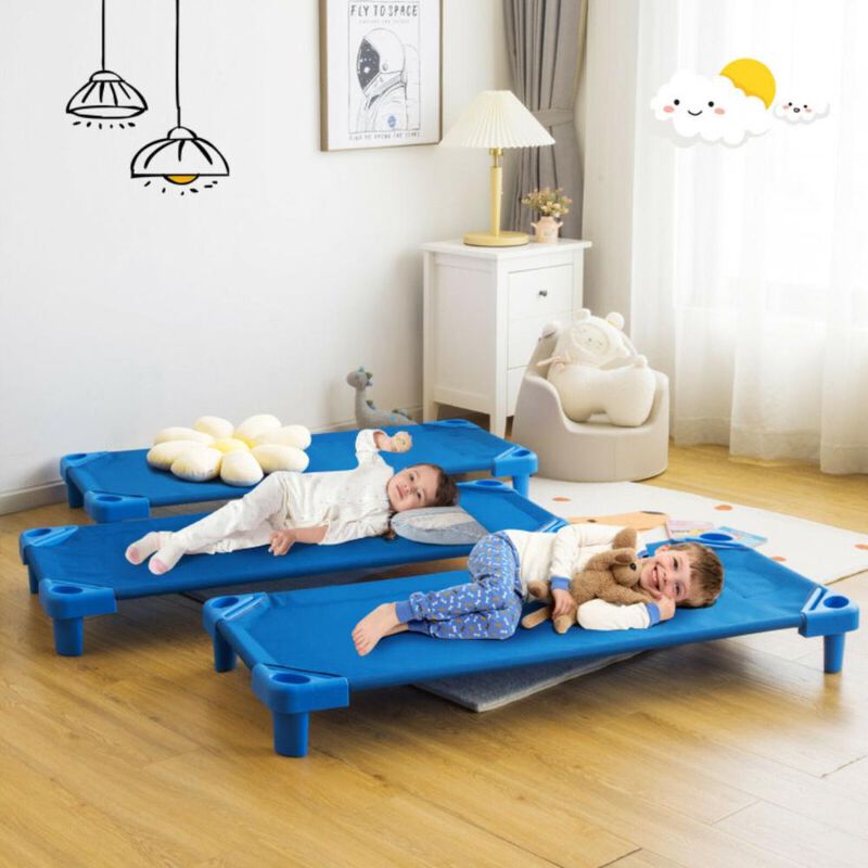 Hivvago Kids Stackable Daycare Cot Pack of 6 with Detachable Oxford Cloth