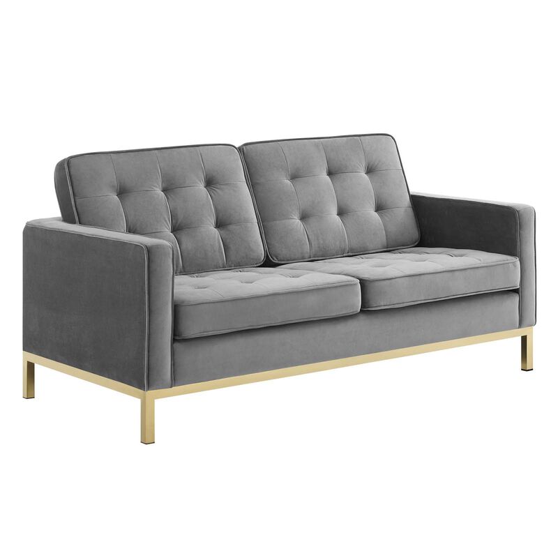 Loft Gold Stainless Steel Leg Performance Velvet Loveseat image number 2
