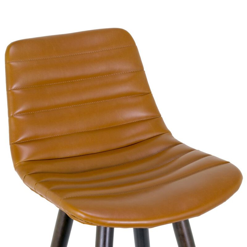 Glamour Home Set of 2 Alden Caramel Brown Bar Stool with Beech Legs