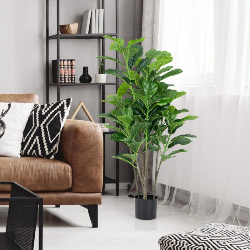 Hivvago 2-Pack Artificial Fiddle Leaf Fig Tree for Indoor and Outdoor