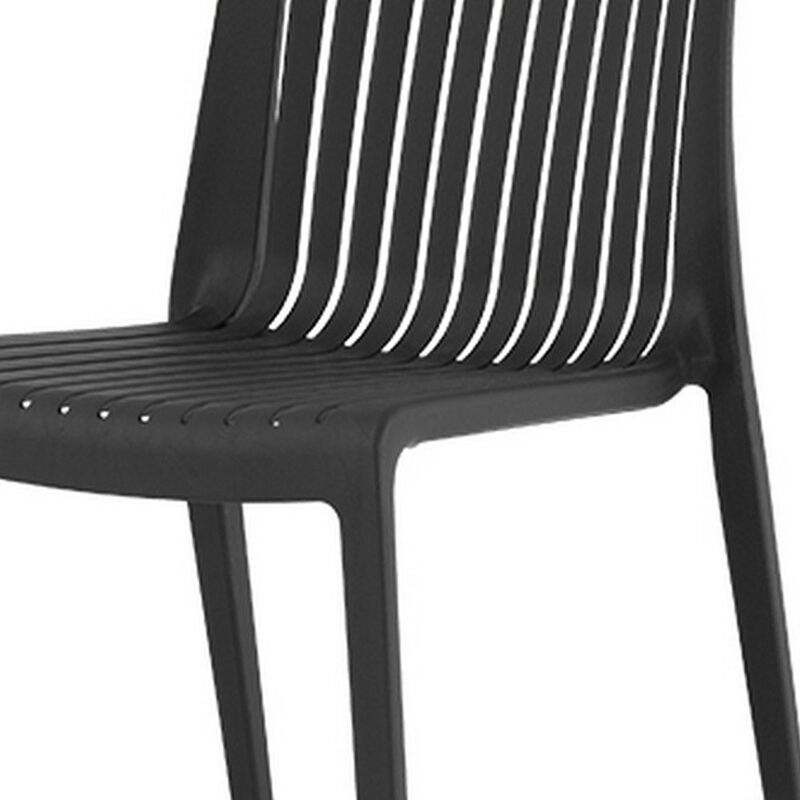 HomeRoots Set of Two Black Heavy Duty Plastic Outdoor Stacking Accent Chairs image number 3