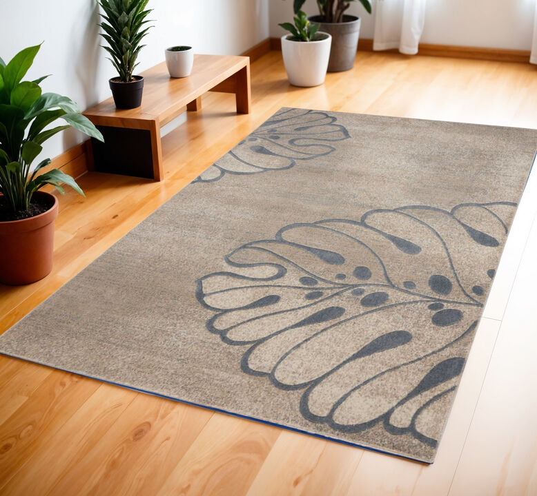 HomeRoots Botanical Leaves Area Rug