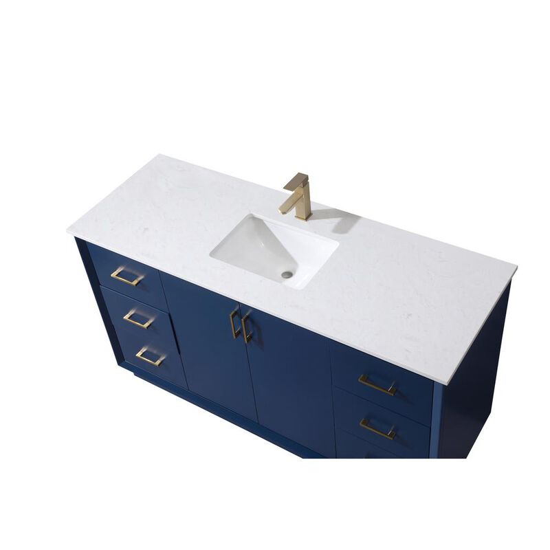 Elegant Kitchen and Bath 60 Inch SIngle Bathroom Vanity In Blue