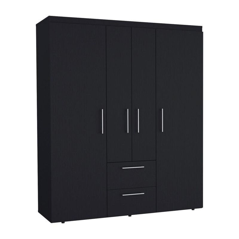 Valier Wardrobe, Deluxe Armoire with Multiple Storage Options and Metal Accents