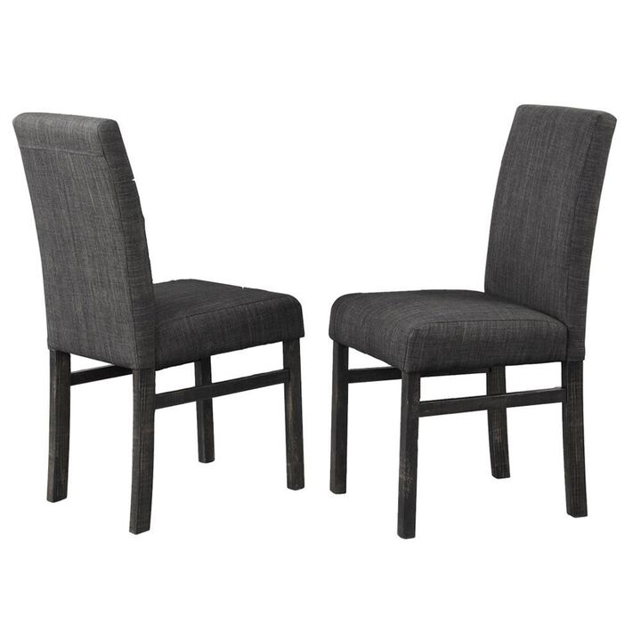 Vitaliya Black Charcoal Linen Side Chairs, Set of 2