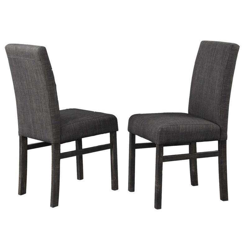 Vitaliya Black Charcoal Linen Side Chairs, Set of 2