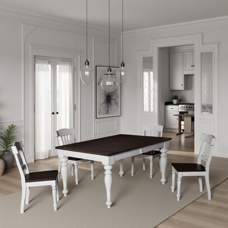 Barb Dining Table, White, Brown Mindi, Mahogany, Extendable 60-84 Inch image number 5