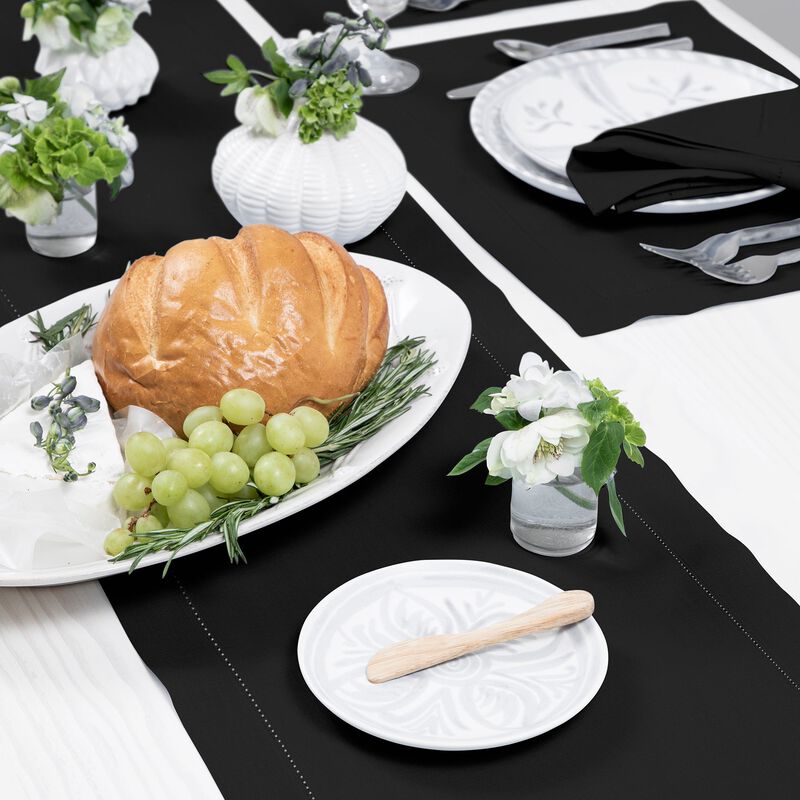 Solino Home Classic Hemstitch 100% Linen Table Runner &ndash; Handcrafted, Machine Washable, Perfect for Holiday and Everyday Dining