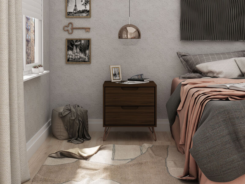 Rockefeller Brown 2-Drawer Nightstand