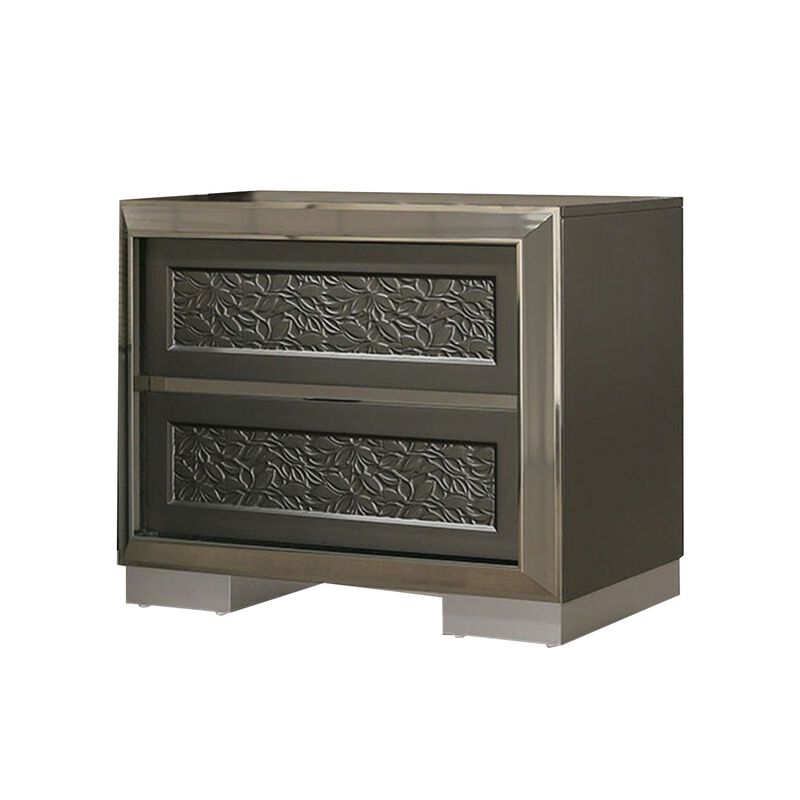 Queen Bedroom Set, White, Gray Wood, 2 Piece Set with Nightstand image number 5