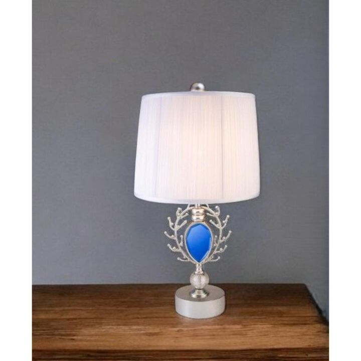 Hivvago Dazzling Faux Turquoise Pendent Silver Table Lamp
