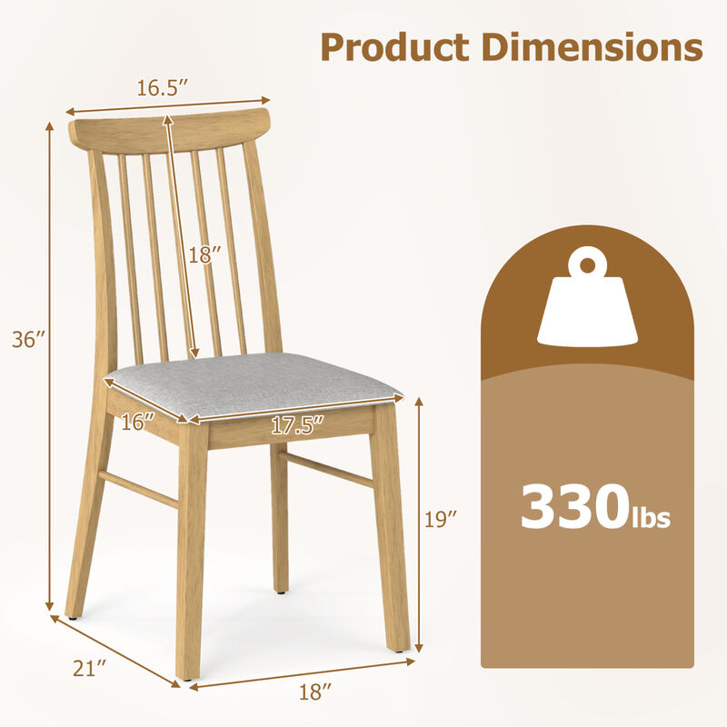 Set of 4 Fabric Kitchen Dining Chairs with Armless Rubber Wood Frame image number 2