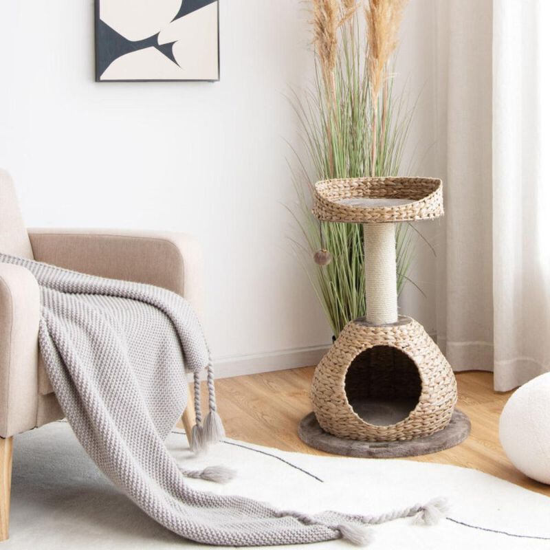 Hivvago 28 Inches Hand-Made Cat Tree Tower with Jump Platform
