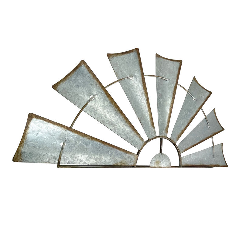 Distressed Rustic Galvanized Metal Half Moon Windmill Wall Art Sculpture image number 5