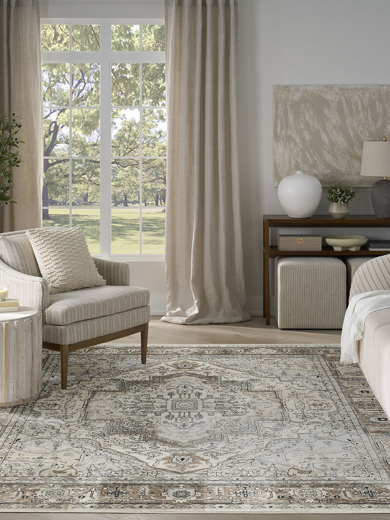 Quarry QUA18 Ivory/Gray/Taupe 2'2" x 10' Rug image number 5