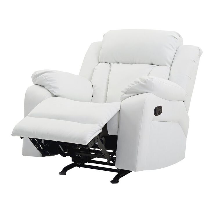 Glory Furniture Daria Rocker Recliner in White Color
