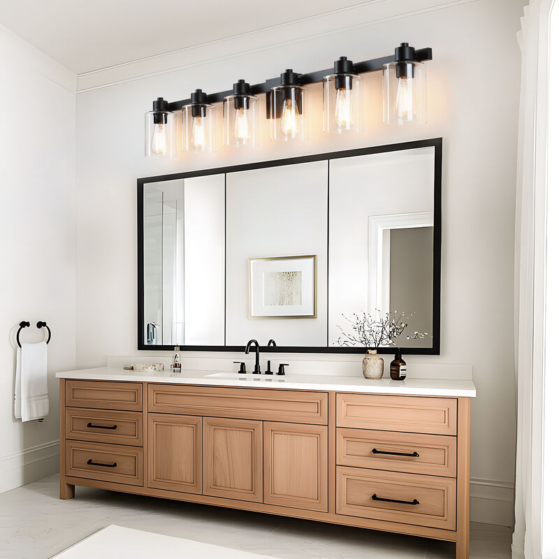 50" 6-Light Dimmable Indoor Wall Sconce with Clear Glass Shades image number 4