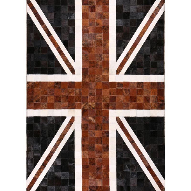 Custom Union Jack Genuine Cowhide Patchwork Rug image number 0