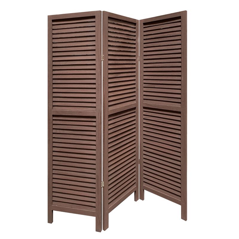 Decorative Washed Wood Shutter 3-Panel Divider &ndash; Folding Room Partition