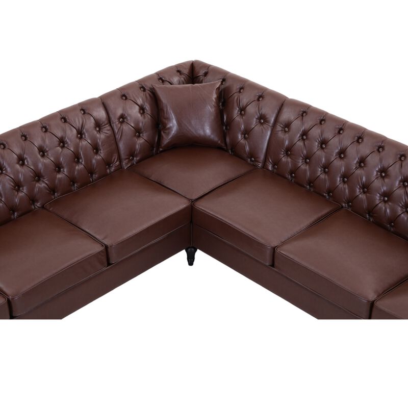 Welknu PU Leather L‑Shaped Sectional Sofa image number 8