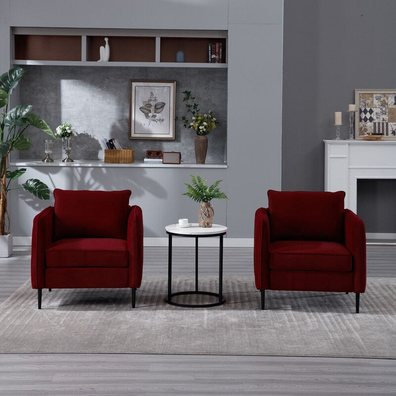 Envelor Mid-Century Modern Velvet Accent Armchair with Lumbar Pillow image number 3