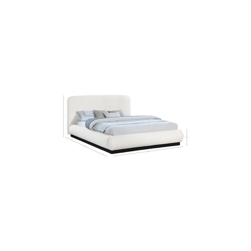 Meridian Furniture Rigby Cream Boucle Fabric King Bed