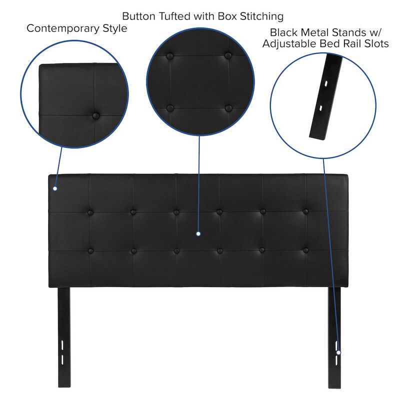Flash Furniture Tufted Upholstered Full Size Headboard in Black Vinyl image number 2