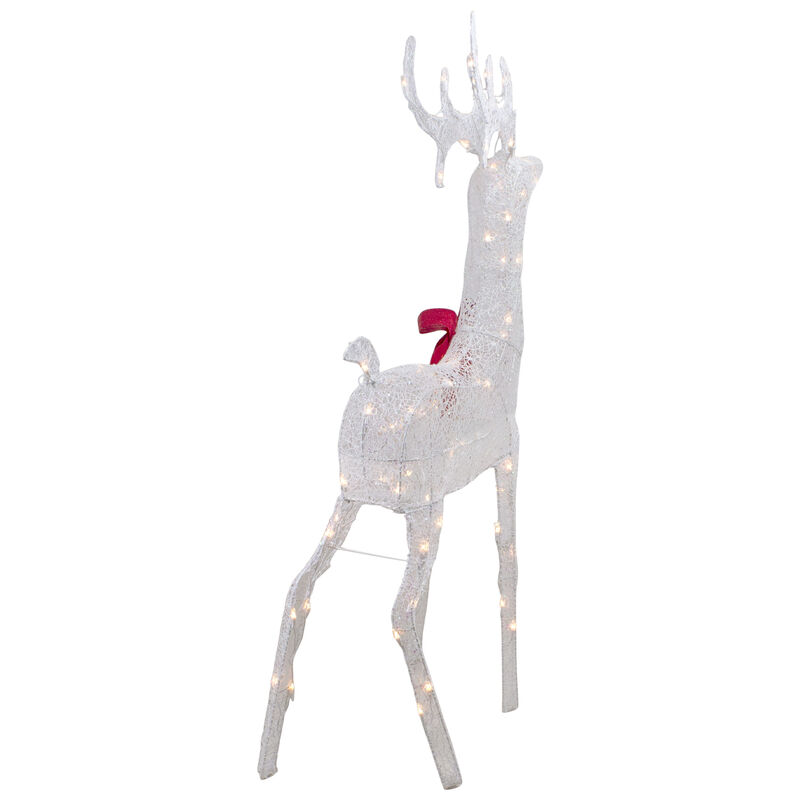 52" Lighted White Mesh Standing Buck Outdoor Christmas Decoration - Clear Lights