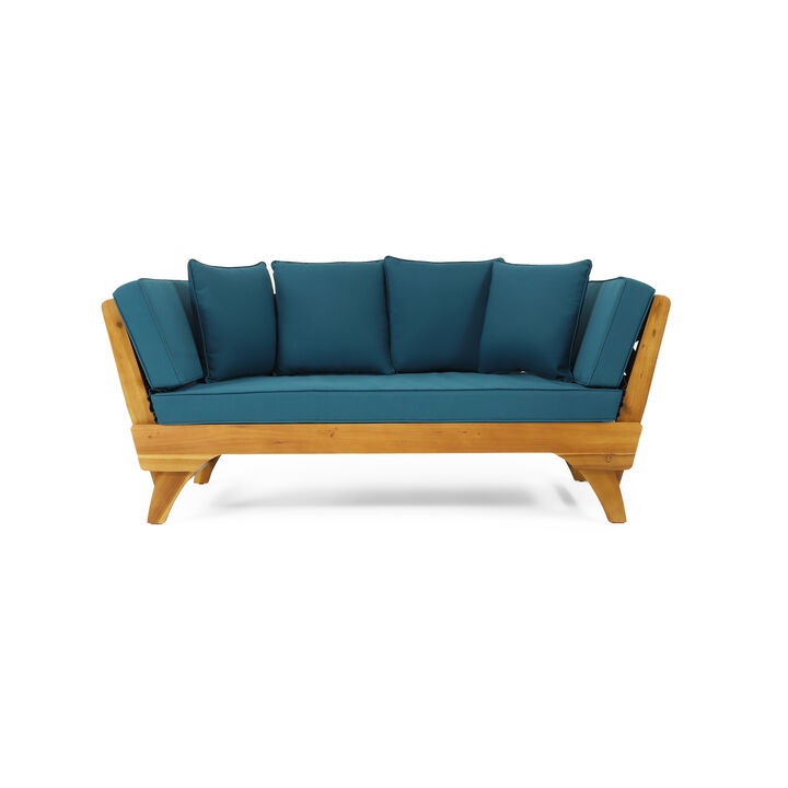Merax Acacia Wood Patio Convertible Couch Sofa Bed