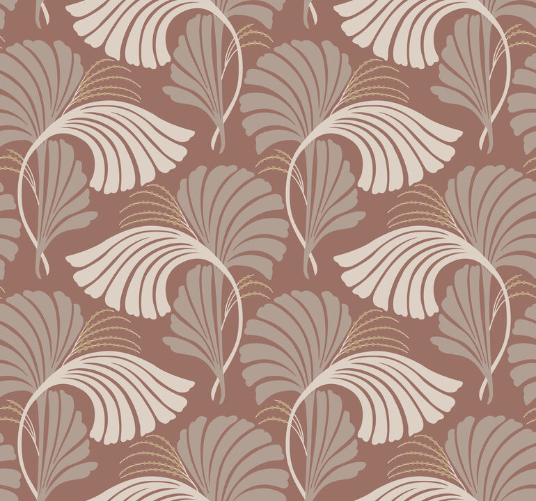 Dancing Leaves Tan Wallpaper