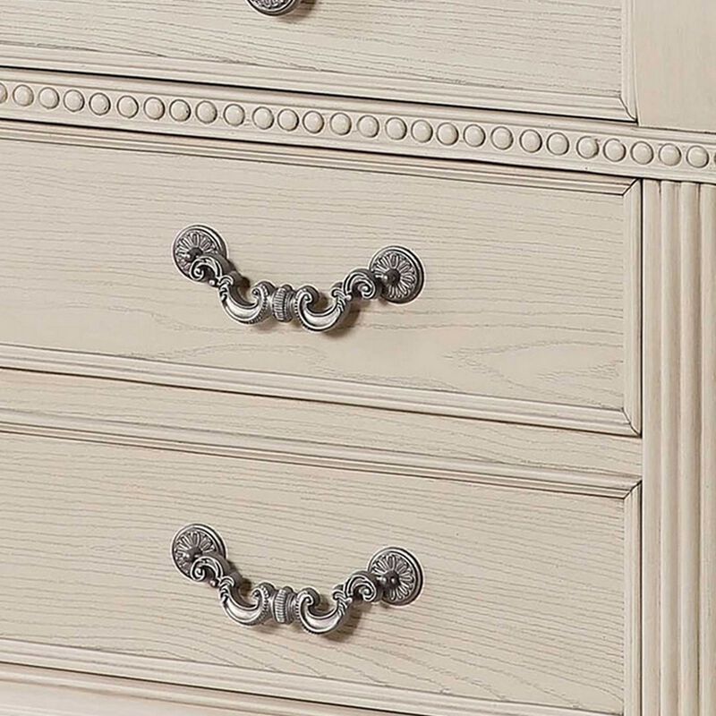2pc King Bedroom Set, Antique White Wood, Nightstand image number 6