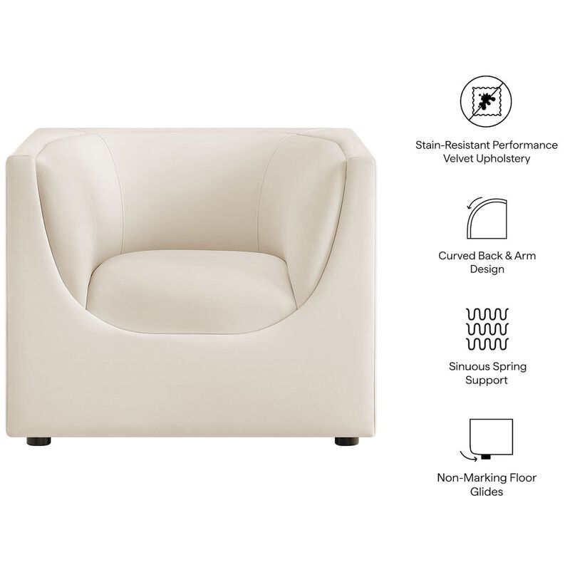 Hilda Curved Back Performance Velvet Armchair image number 1