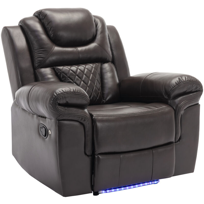 Streamdale Manual Recliner Chair with LED Lights for Home Theater