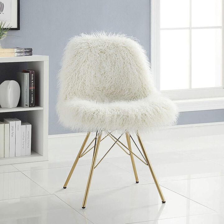 Linon Remy Flokati Chair With Gold Metal Base
