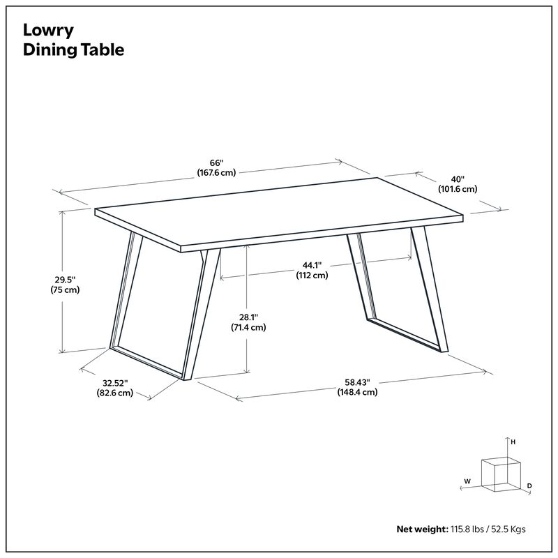 Lowry 66 inch x 40 inch Rectangle Modern Industrial Dining Table in Oak Veneer