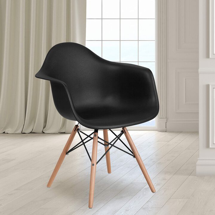 Flash Furniture  Alonza Series  Plastic Chair with Wood Base