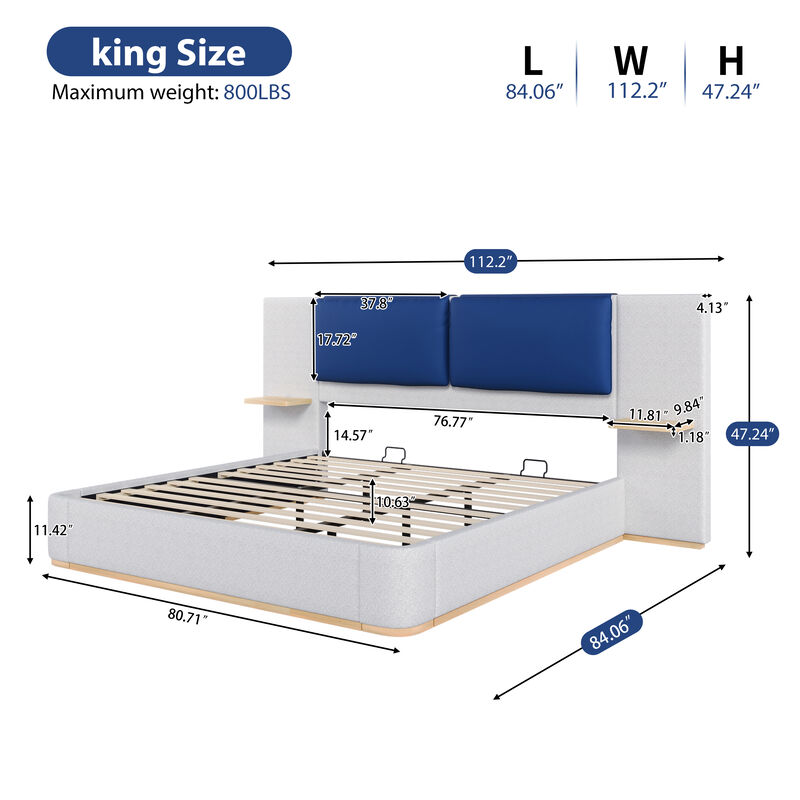 Merax Upholstered Bed Frame with Side Shelves