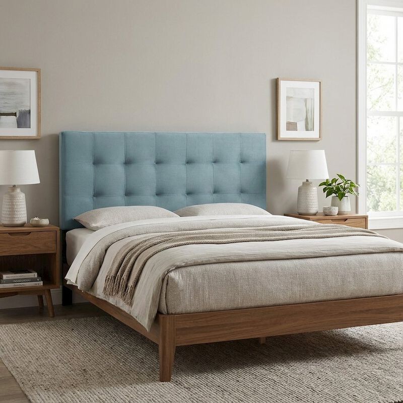 Biscuit Tufted Full Headboard in Performance Velvet with Elegant Design image number 3