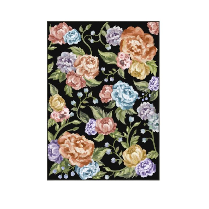 HomeRoots Floral Washable Area Rug