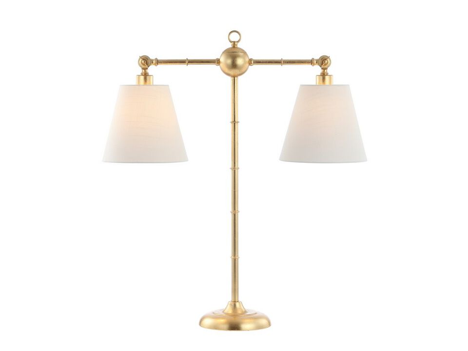 Ruth 31" 2-Light Library Metal LED Table Lamp, Gold Leaf