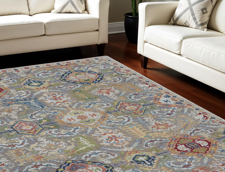 HomeRoots Floral Distressed Non Skid Area Rug