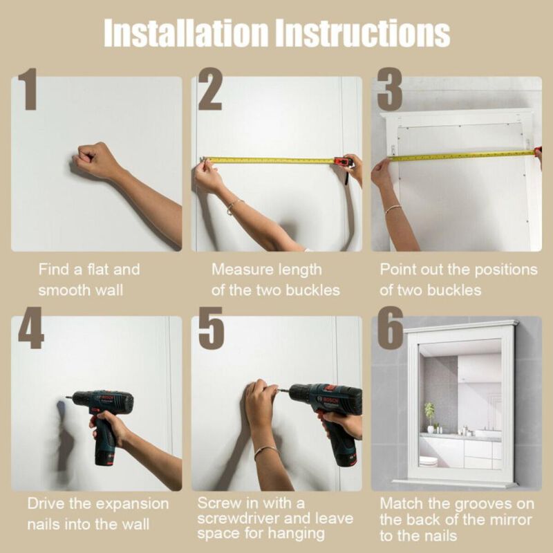 Hivvago Wall-Mounted Multipurpose Vanity Mirror with Shelf