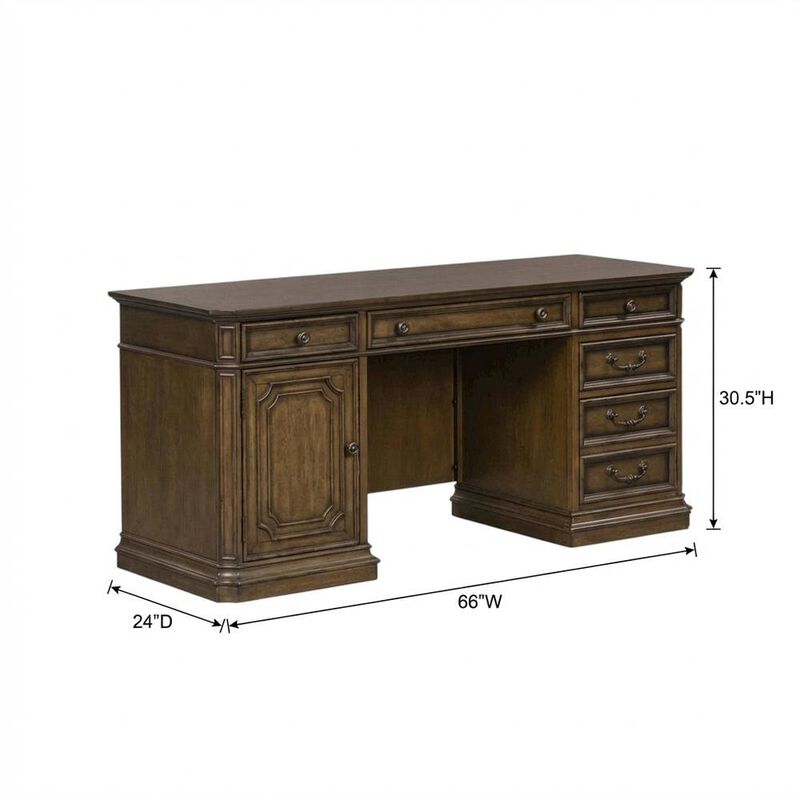 Liberty Furniture Traditional Antique Toffee Credenza with Wood Veneers and Spacious Storage image number 6