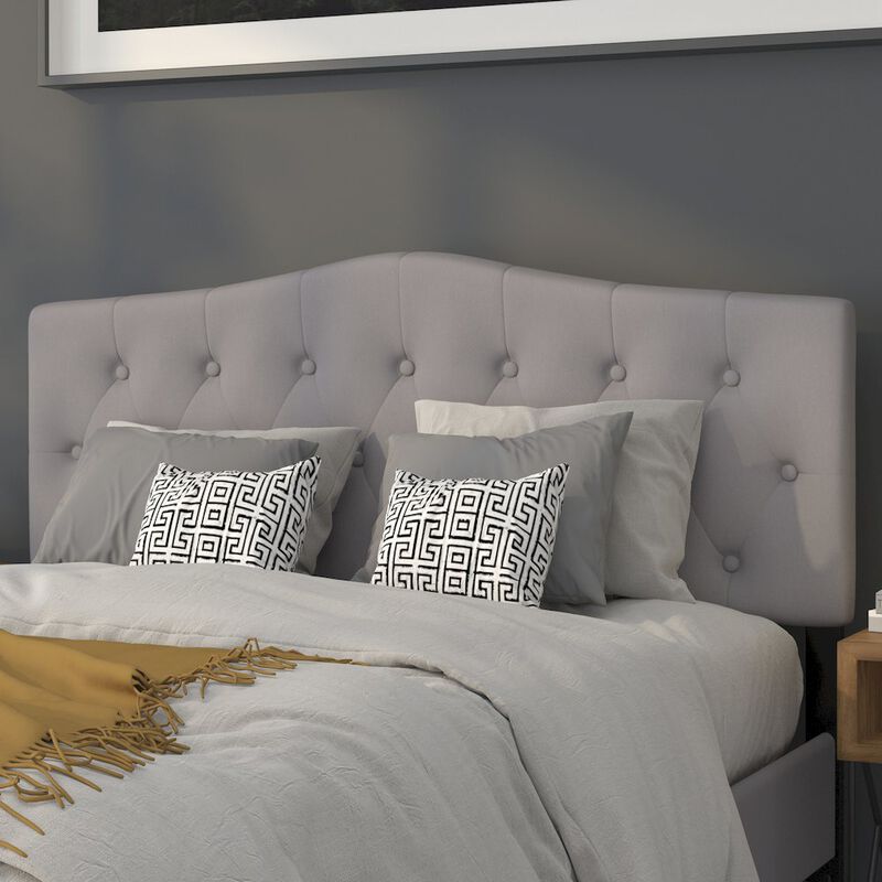 Flash Furniture Tufted Upholstered Queen Size Headboard in Light Gray Fabric image number 6