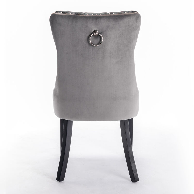 Streamdale Contemporary Tufted Dining Chairs Set, Black+Gray image number 5
