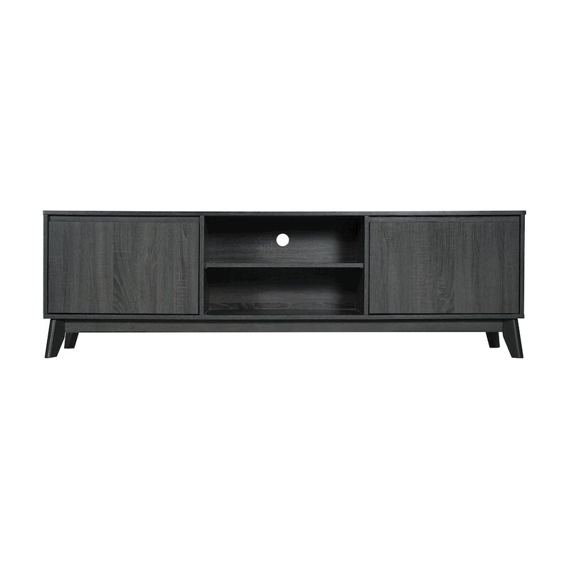 Flash Furniture Mid-Century modern 70 Inch media console holds TV's 65+ inches, Black Wash image number 4