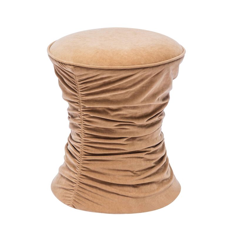 Bounce Dark Terracotta Ruched Velvet Adjustable Ottoman