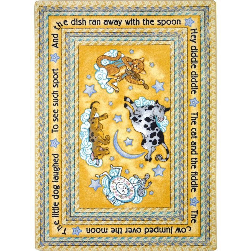 Joy Carpets Kid Essentials Hey Diddle Diddle 3'10 x 5'4 Area Rug in Color Yellow