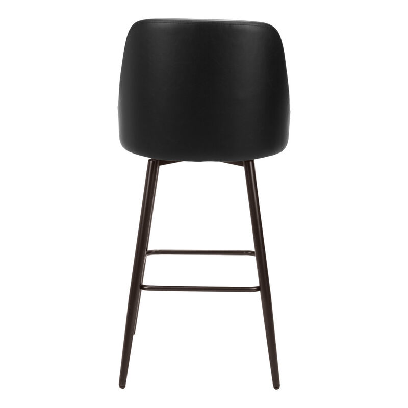 HomeRoots 30" Black And Bronze Faux Leather And Steel Bar Height Swivel Bar Chair image number 4