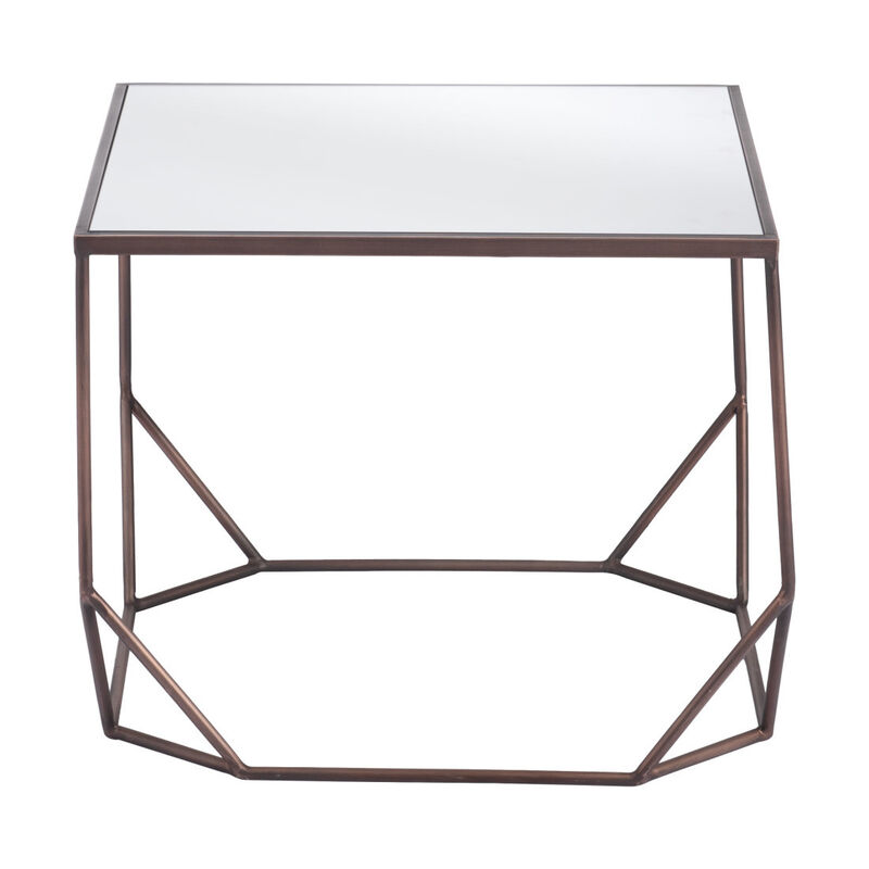 HomeRoots Set of Two Silver and Bronze Mirrored Glass and Steel Square Abstract Bunching Coffee Tables image number 5